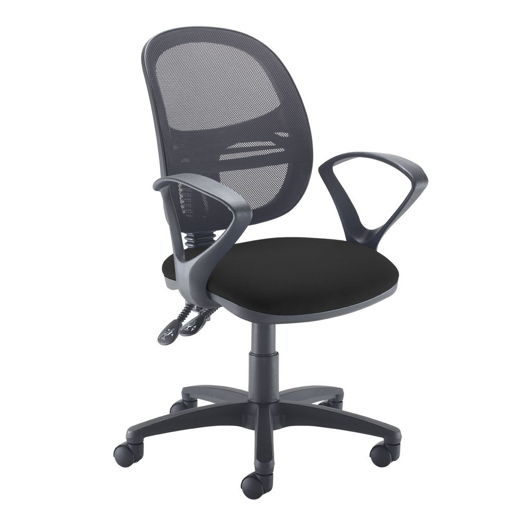 Picture of Jota Mesh medium back operators chair with fixed arms - black