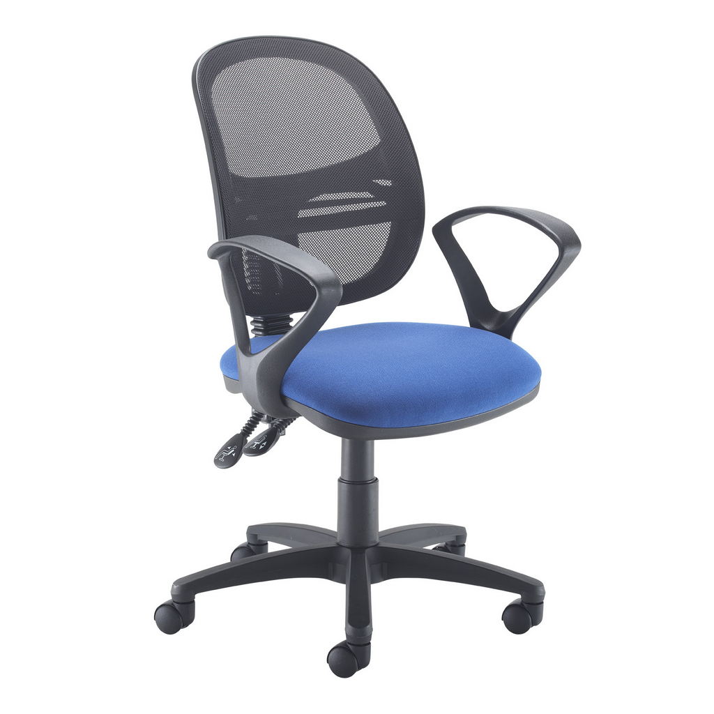 Picture of Jota Mesh medium back operators chair with fixed arms - blue