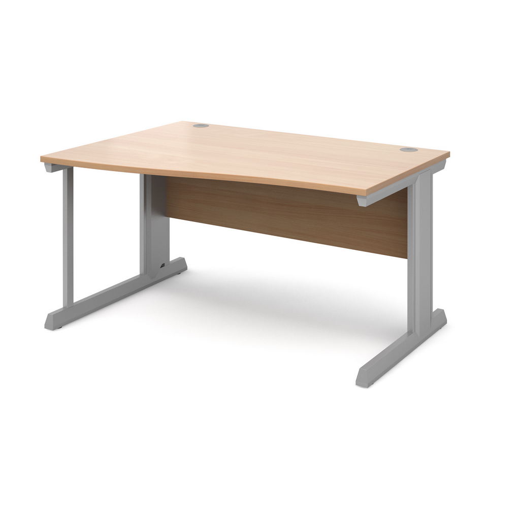 Picture of Vivo left hand wave desk 1400mm - silver frame, beech top