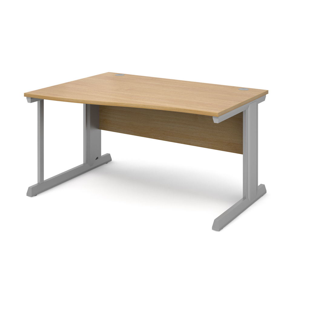 Picture of Vivo left hand wave desk 1400mm - silver frame, oak top