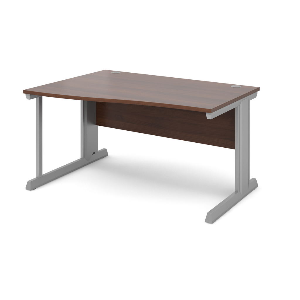 Picture of Vivo left hand wave desk 1400mm - silver frame, walnut top