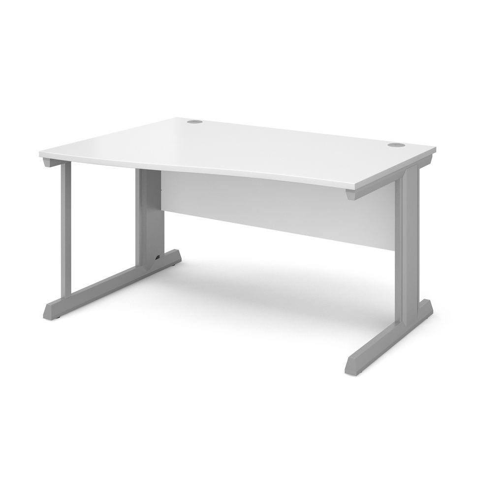 Picture of Vivo left hand wave desk 1400mm - silver frame, white top