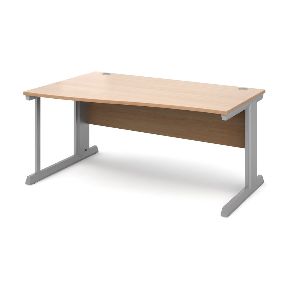 Picture of Vivo left hand wave desk 1600mm - silver frame, beech top