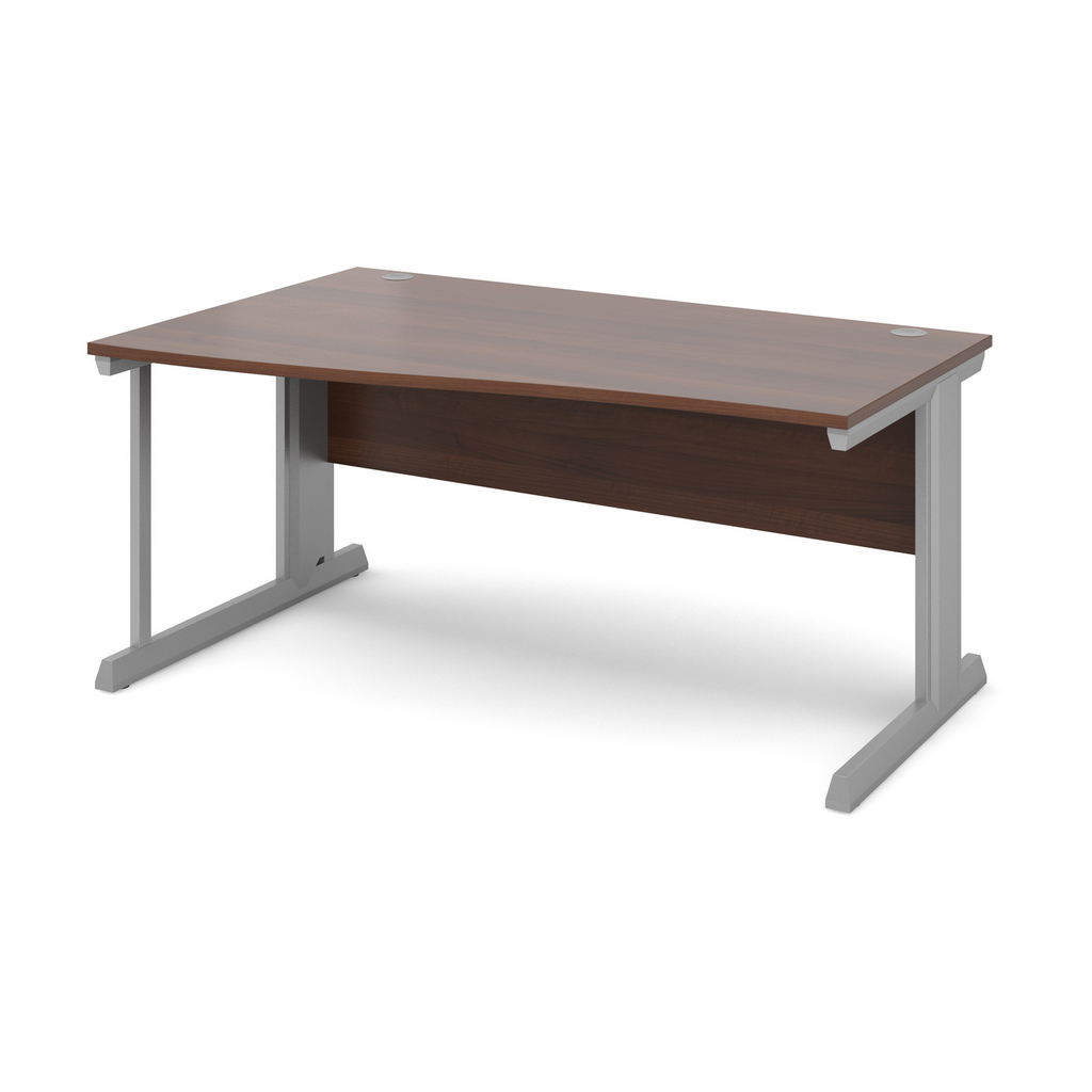 Picture of Vivo left hand wave desk 1600mm - silver frame, walnut top