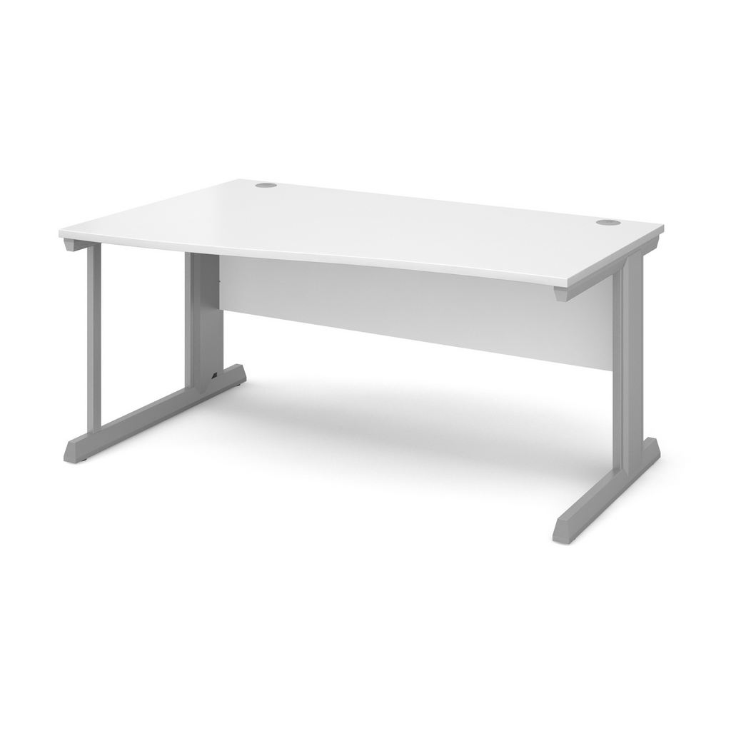 Picture of Vivo left hand wave desk 1600mm - silver frame, white top