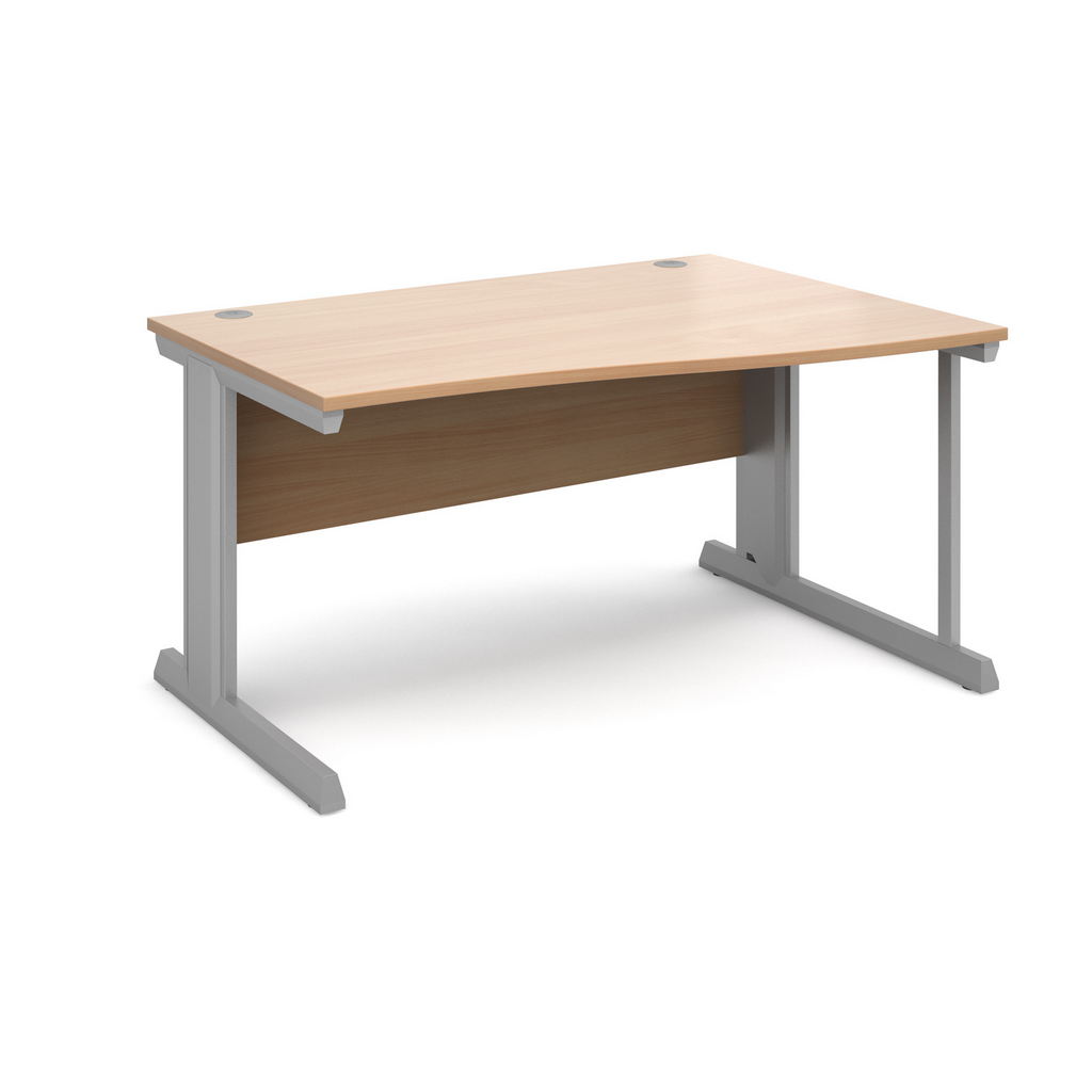 Picture of Vivo right hand wave desk 1400mm - silver frame, beech top