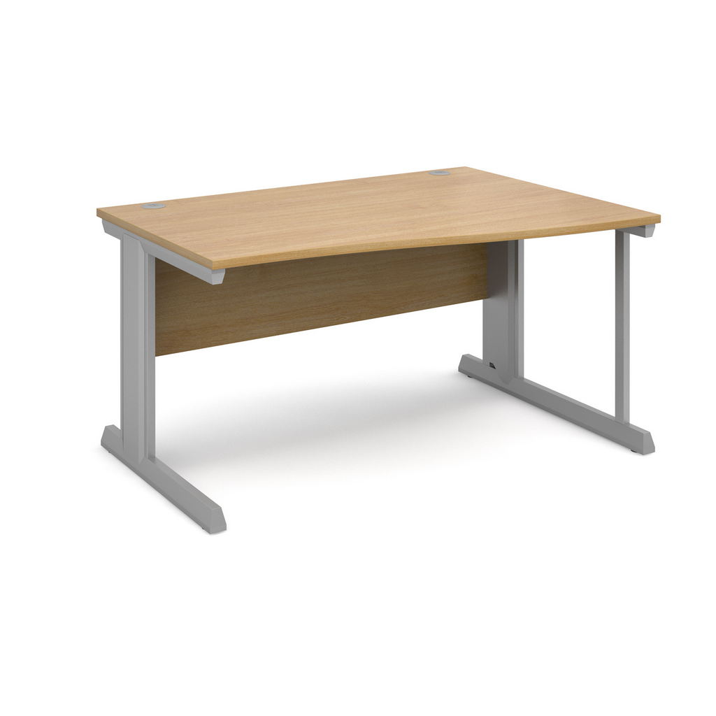 Picture of Vivo right hand wave desk 1400mm - silver frame, oak top