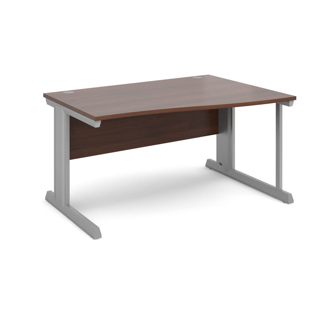 Picture of Vivo right hand wave desk 1400mm - silver frame, walnut top