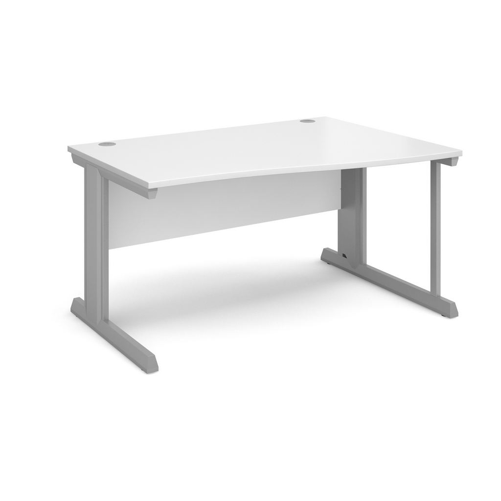 Picture of Vivo right hand wave desk 1400mm - silver frame, white top