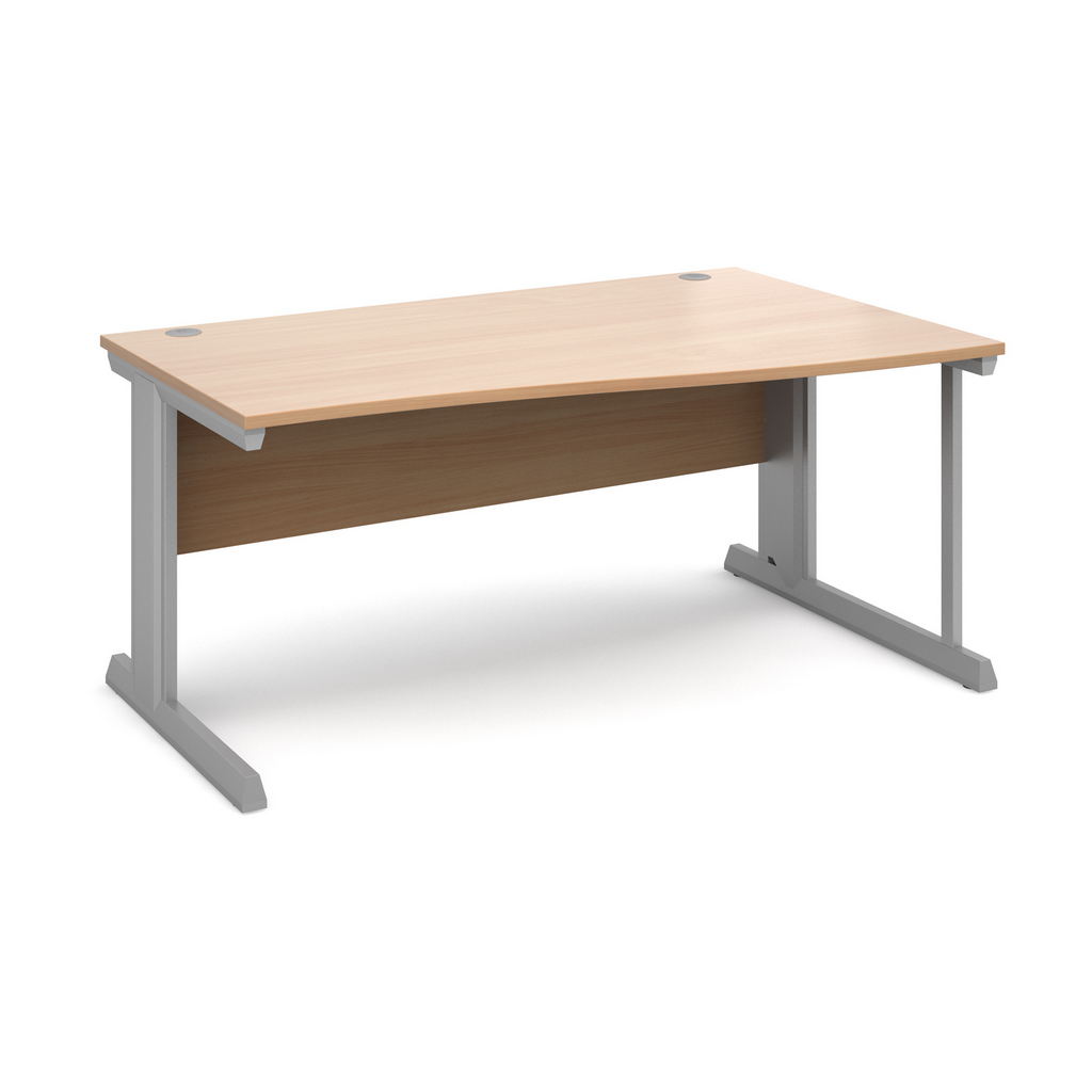 Picture of Vivo right hand wave desk 1600mm - silver frame, beech top