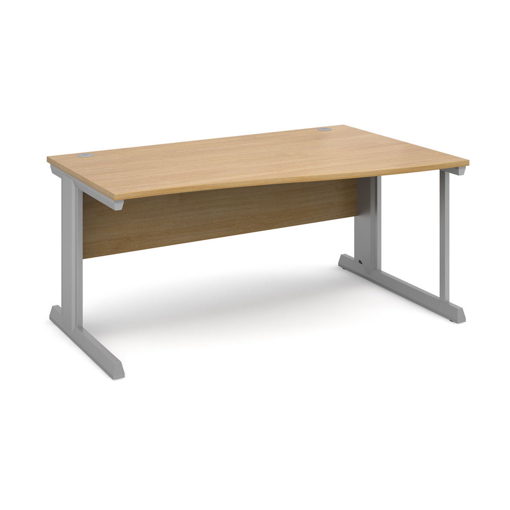 Picture of Vivo right hand wave desk 1600mm - silver frame, oak top