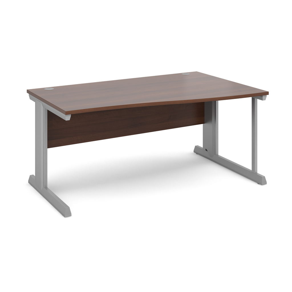 Picture of Vivo right hand wave desk 1600mm - silver frame, walnut top