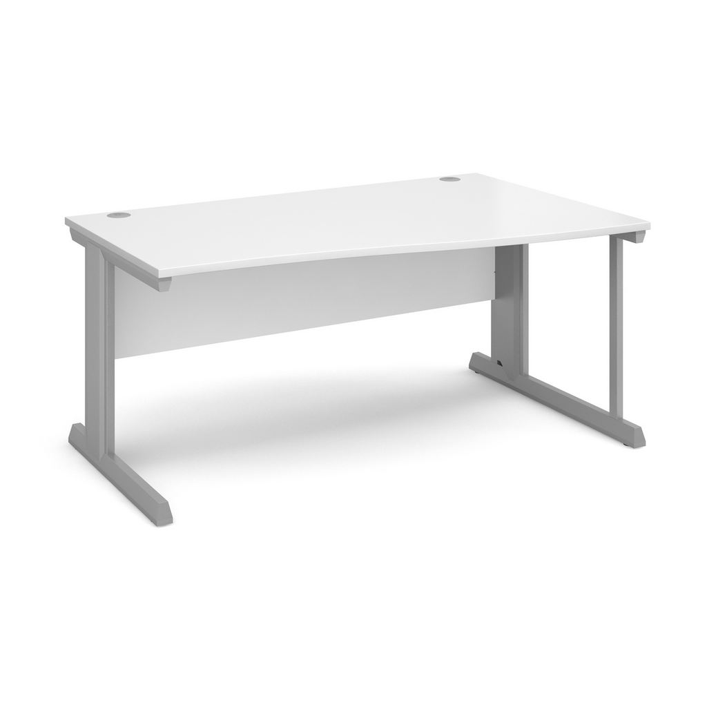 Picture of Vivo right hand wave desk 1600mm - silver frame, white top