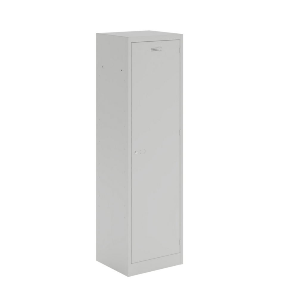 Picture of Steel workwear combi locker with 1 full width shelf and 3 half width shelves - grey with grey door