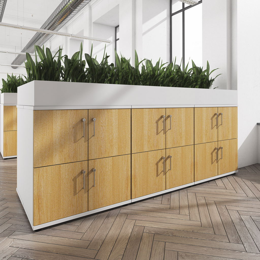 Picture of Wooden planter 800mm wide to fit on single wooden lockers - white