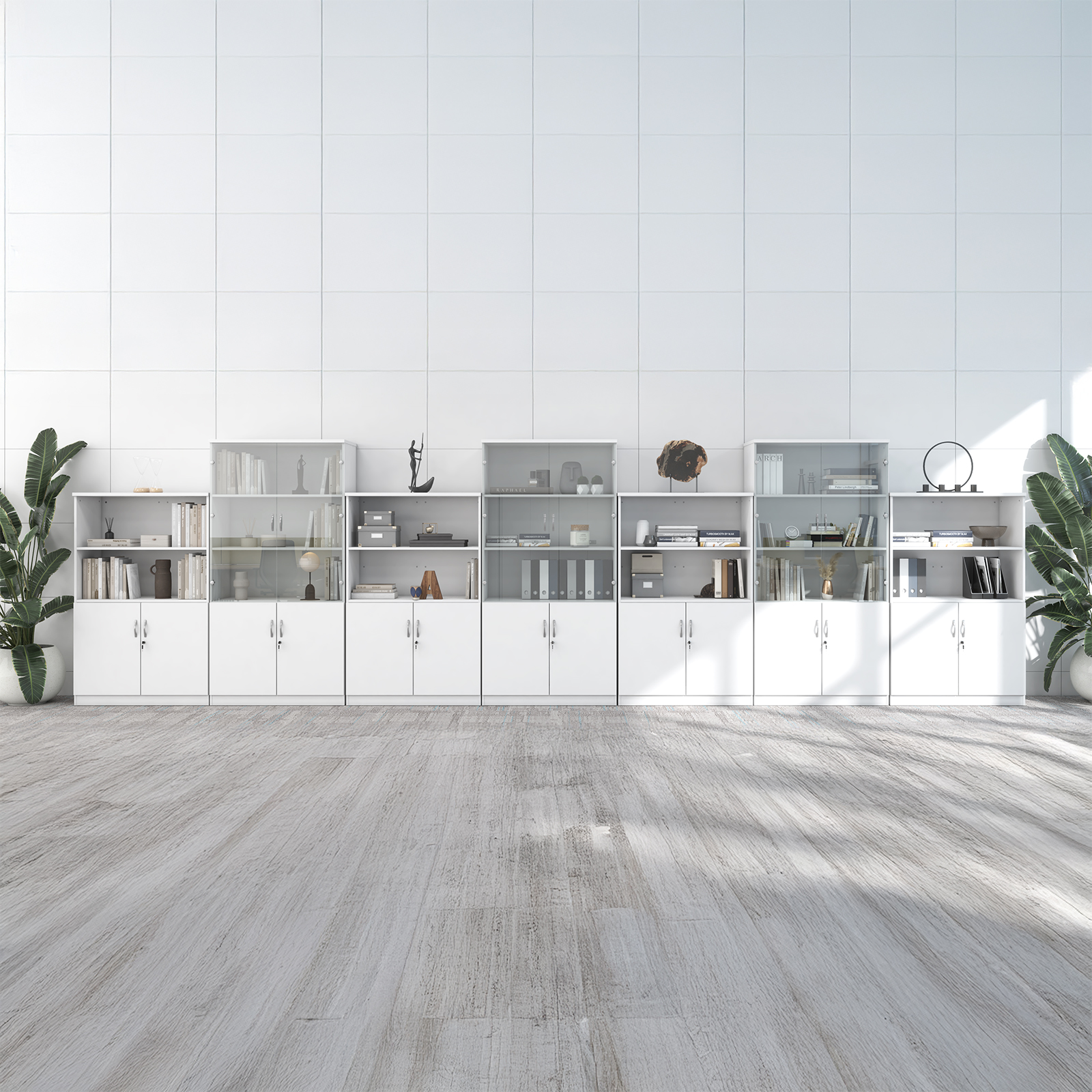 Picture of Deluxe combination unit with open top 1600mm high with 3 shelves - Nebraska Oak