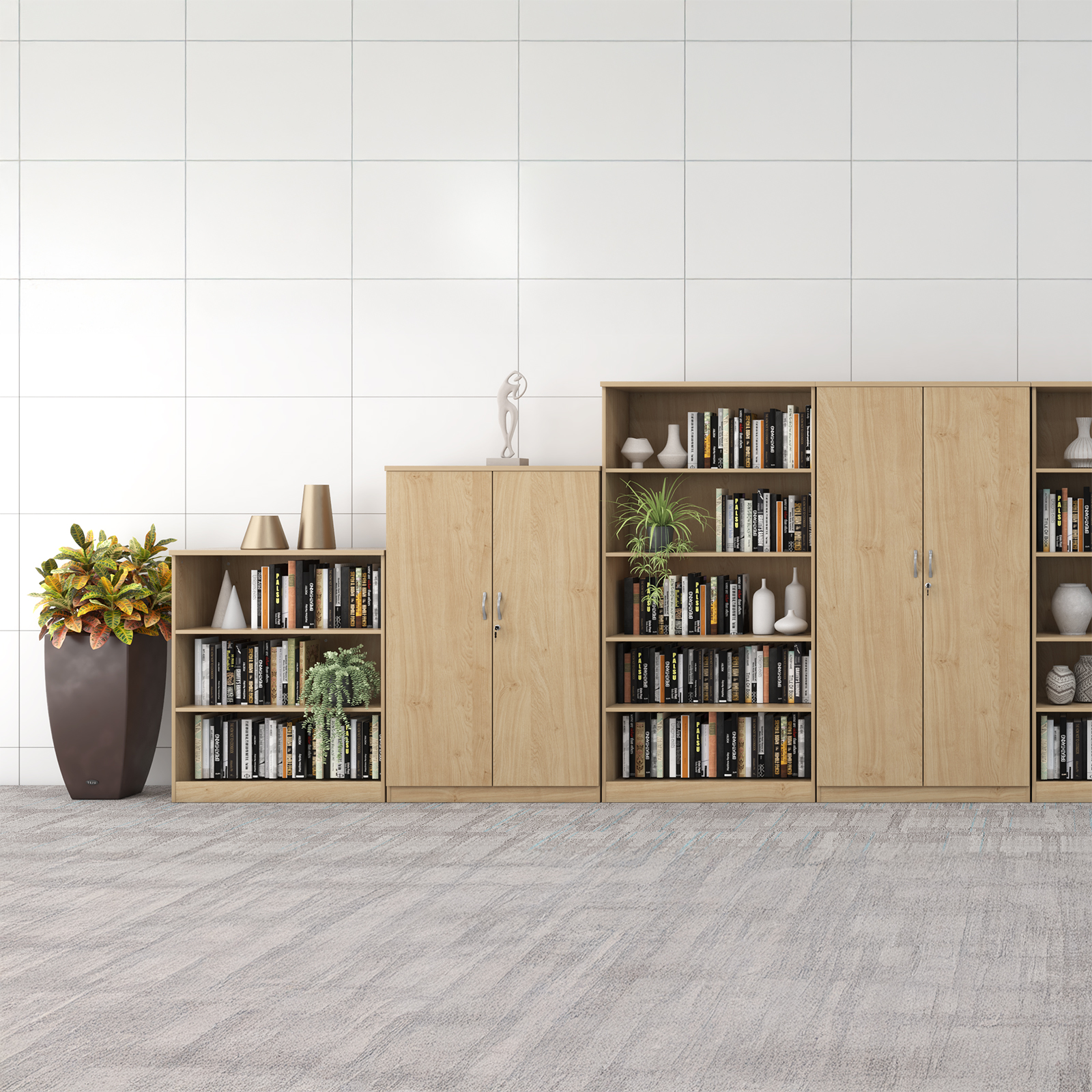 Picture of Deluxe bookcase 1200mm high with 2 shelves - Nebraska Oak
